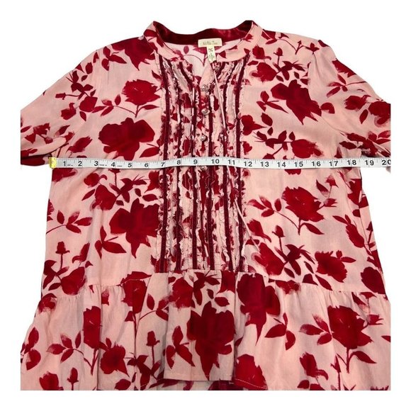 Matilda Jane Blouse Womens M Miri Floral Print Ruffle Red Pink Casual Ladies - Picture 6 of 7